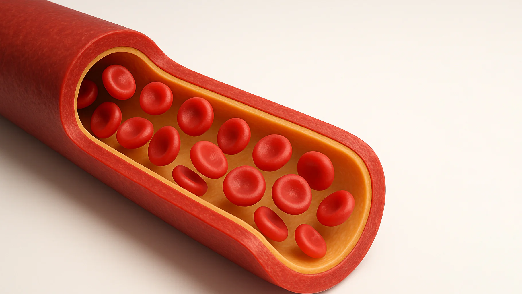 Cellules sanguines dans un vaisseau – illustration de la circulation